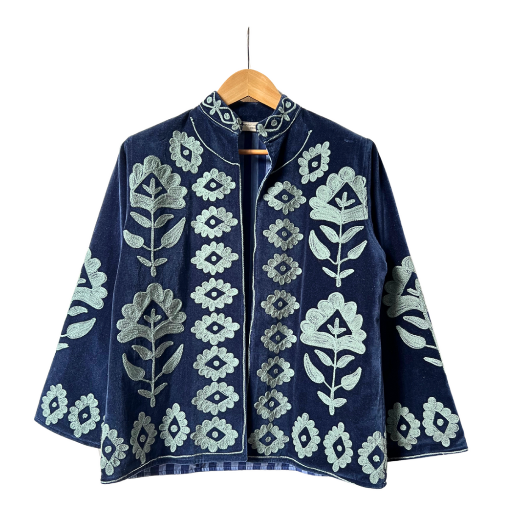 Velvet embroidered flora jacket