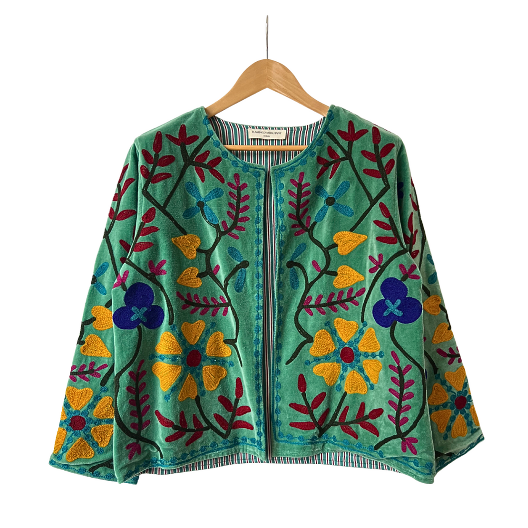 Velvet embroidered flora jacket