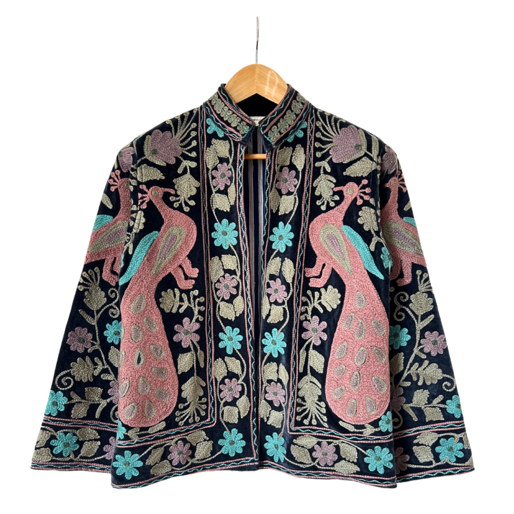 Velvet embroidered peacock jacket