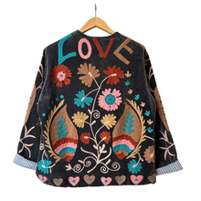 Load image into Gallery viewer, Velvet embroidered love jacket

