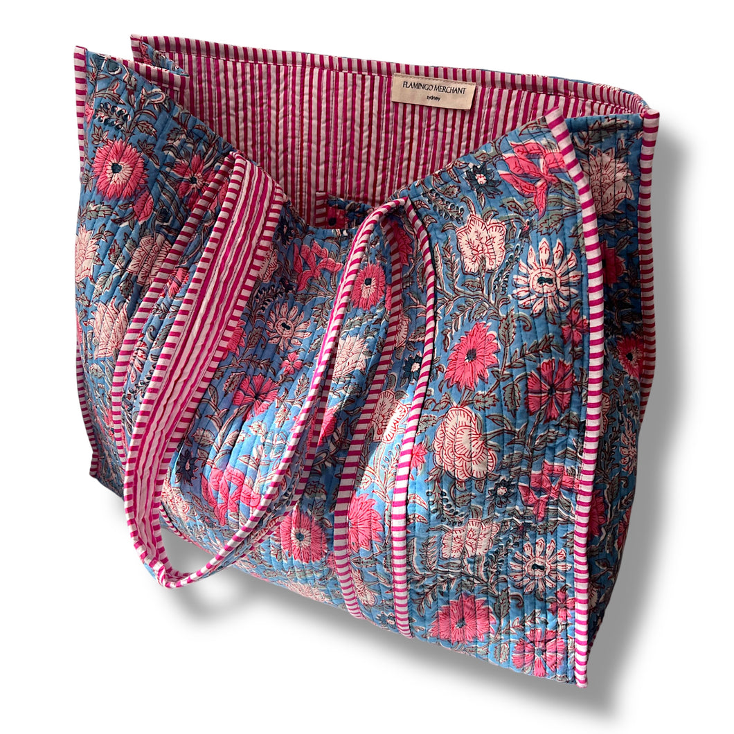 Adeline wood block print bag