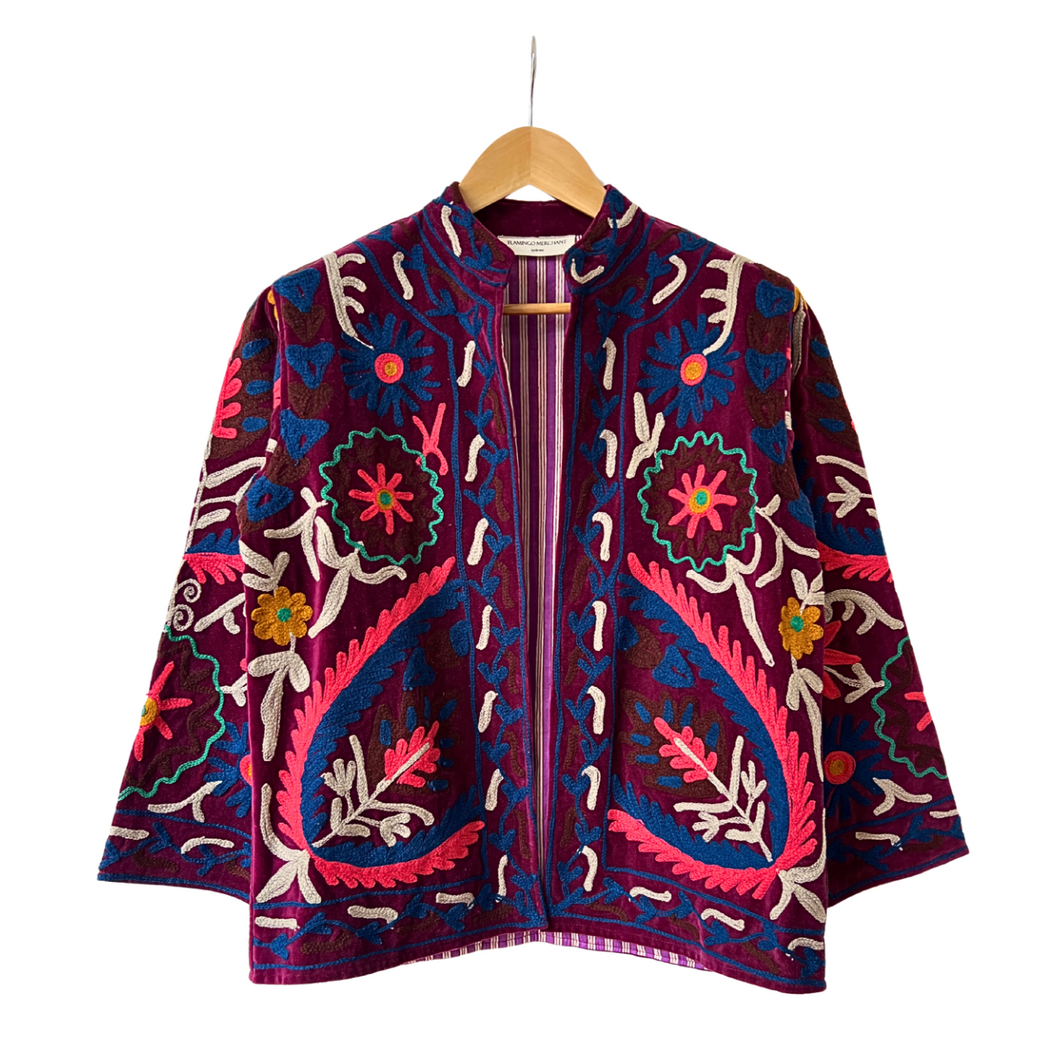 Velvet embroidered flora jacket