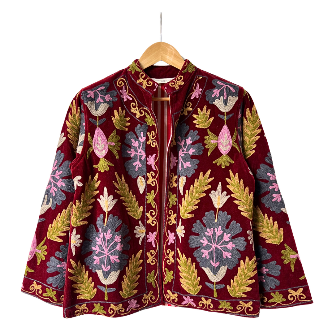 Velvet embroidered floral jacket