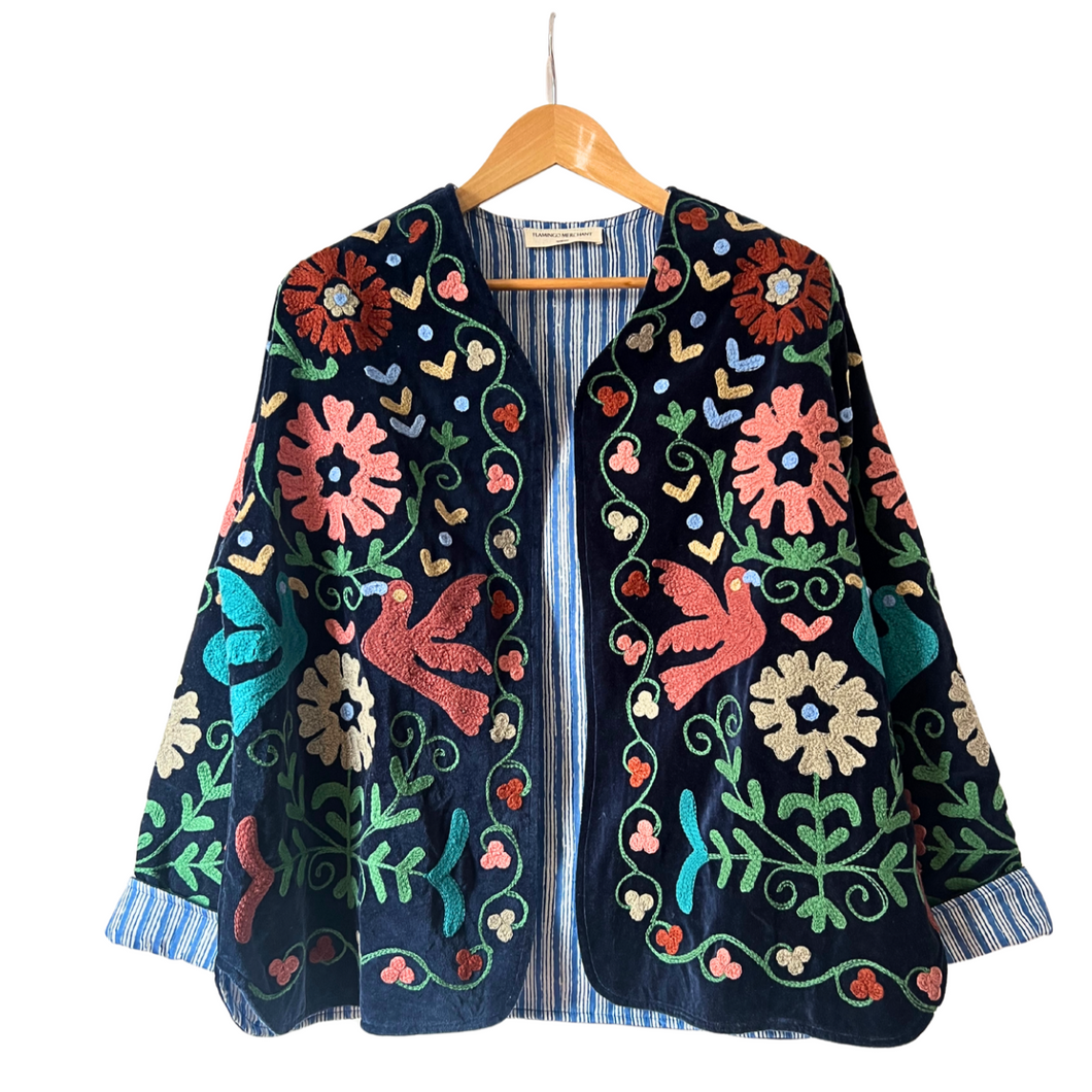 Velvet embroidered peace jacket