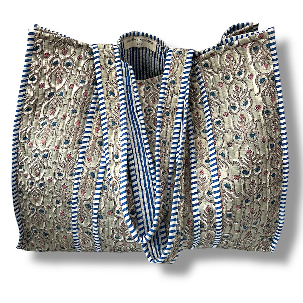 Adeline wood block print bag