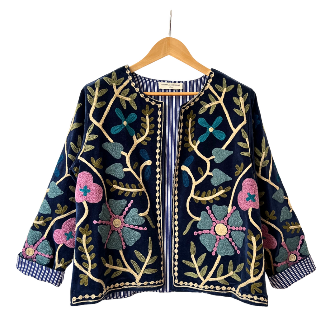 Velvet embroidered flora jacket