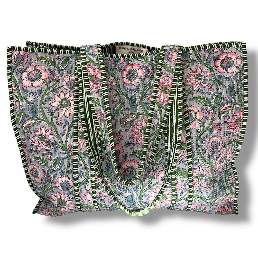 Adeline wood block print bag