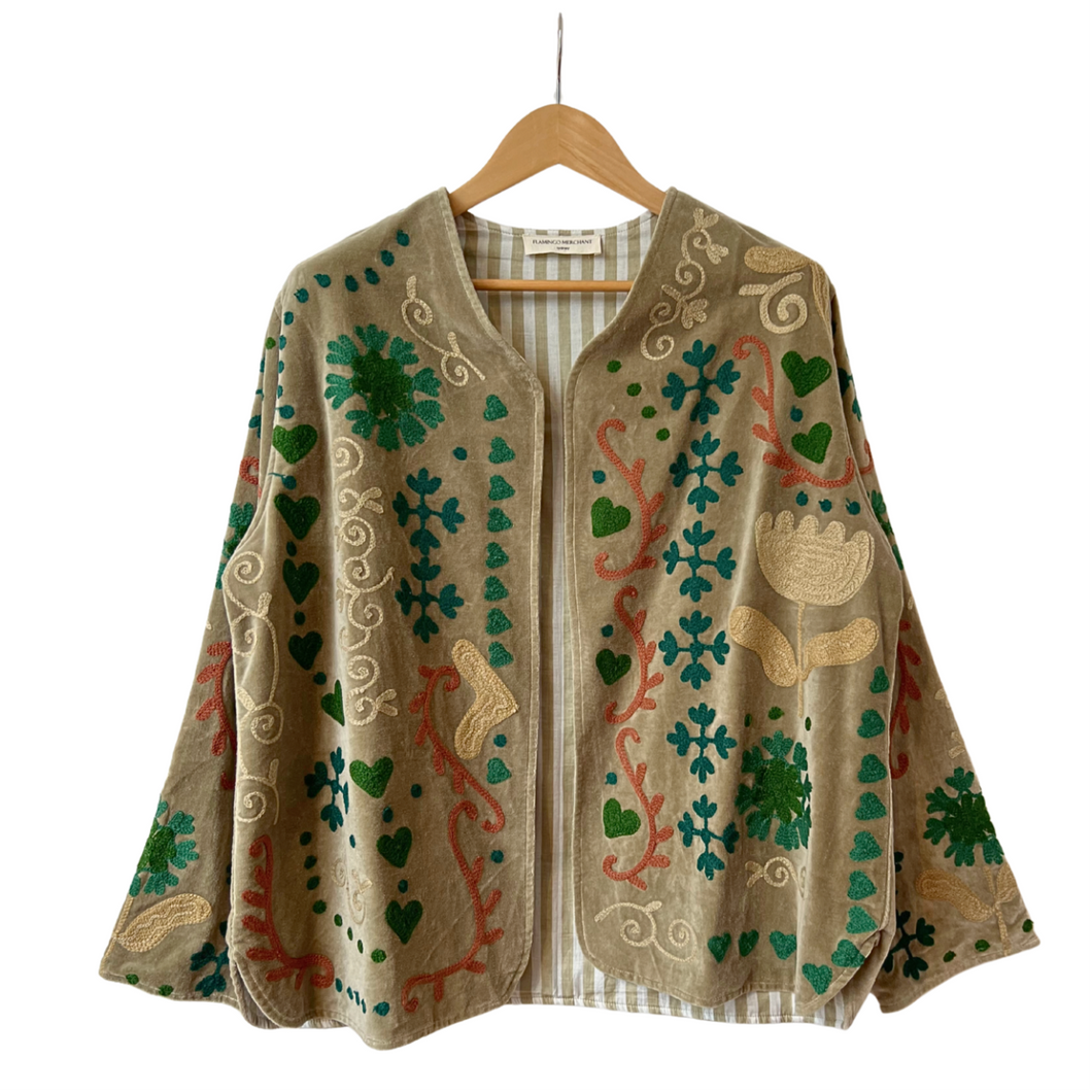 Velvet embroidered peacock jacket