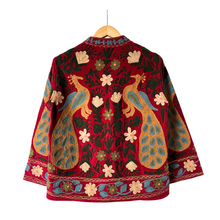 Load image into Gallery viewer, Velvet embroidered peacock jacket

