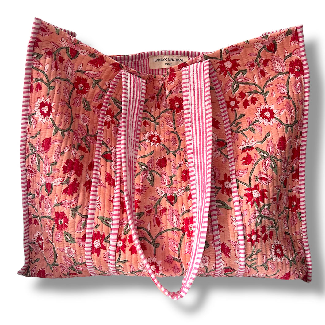 Adeline wood block print bag