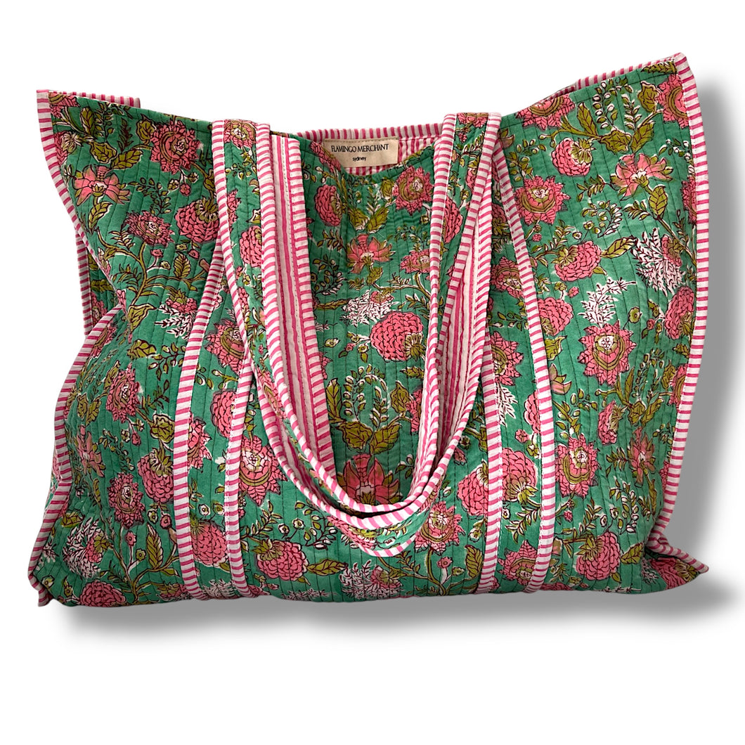 Adeline wood block print bag